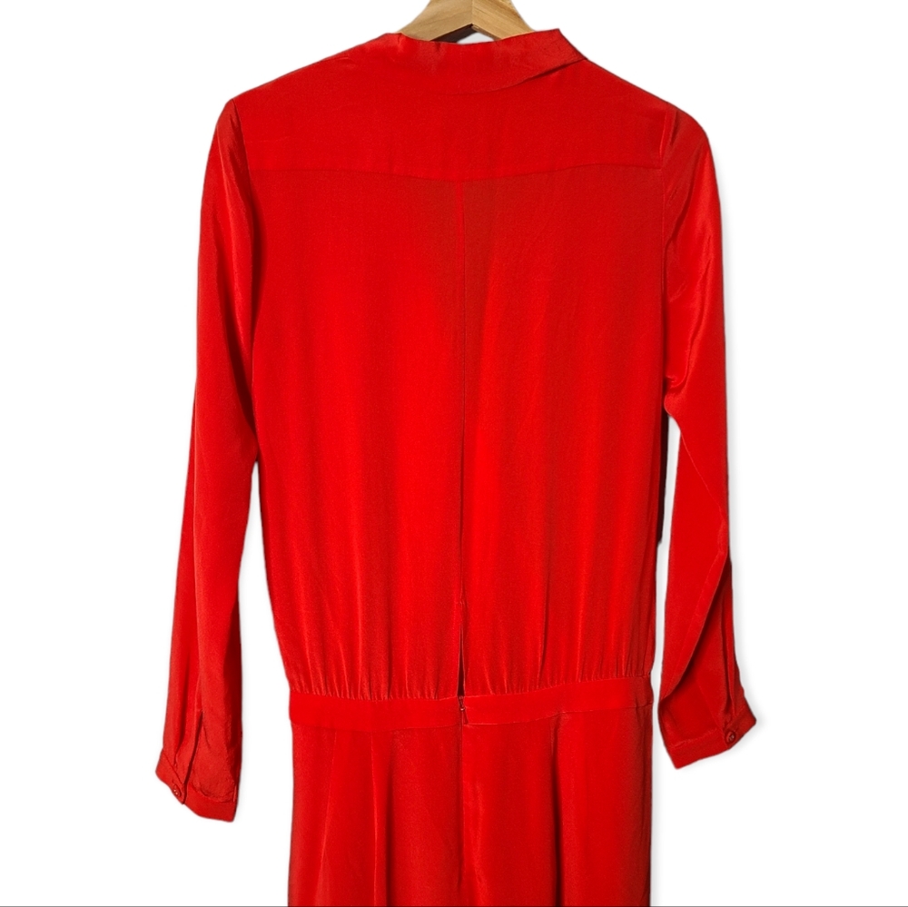 MICHELLE MASON Obi Tomato Red Silk Lace Wrap Drape Dress - Picture 5 of 8